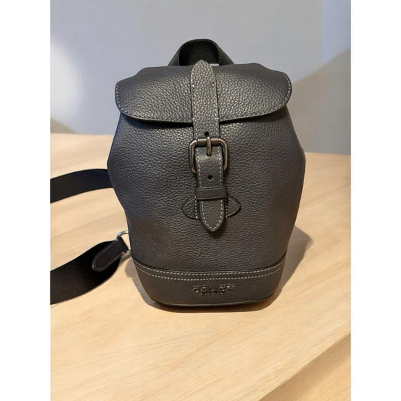 Coach Hudson Small Pack Leather Crossbody Backpack Midnight Navy Blue Unisex - Picture 1 of 10